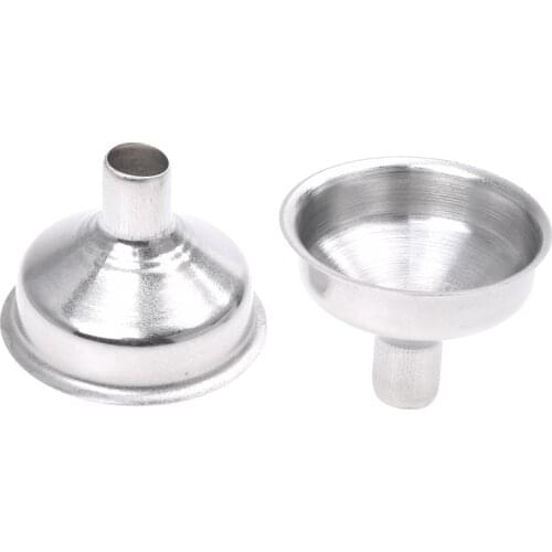 2Pcs Stainless Steel Hip Flask Funnel--Silver