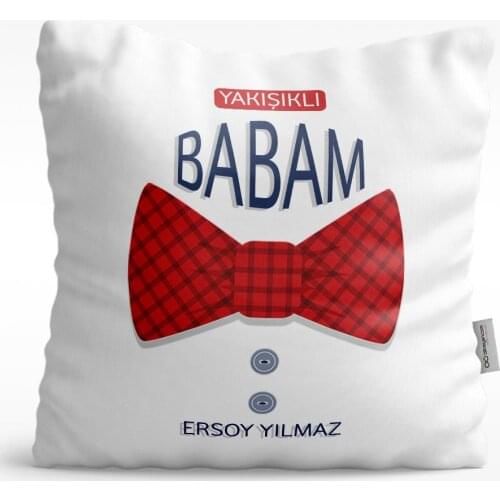 Personalized Custom Handsome Dad Design White Satin Pillow-1
