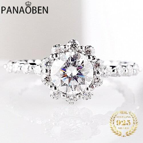 Sunflower Real 925 Sterling Silver Fairy Rings Women Couple Engagement Wedding Party Luxury Fine Jewelry Cute Crystal Classic