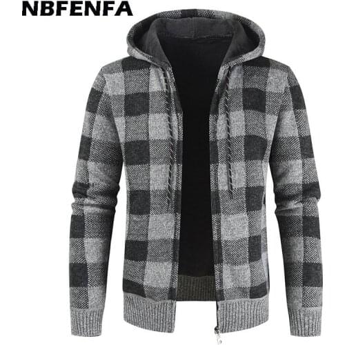 Men Jacket Plaid Bomber Fleece Sweater Coats Sport Warm Outwear Thick Male Clothing Hooded Winter Autumn Spring Jackets LX034