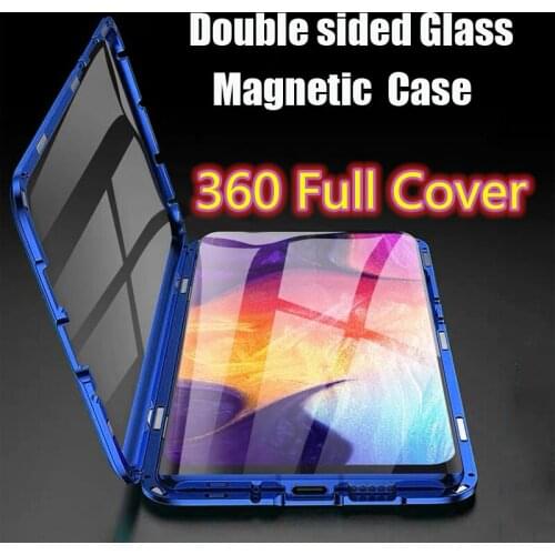 360 Full Protector Magnetic Adsorption Flip Metal Phone Case For Samsung Galaxy A70 Double Glass SamsungA70 GalaxyA70 Coque Capa