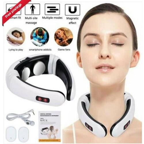 USB charging Neck Massager Pulse Back 6 Modes Power Control Far Infrared Heating Pain Relief Tool Health Care Relaxation Machine