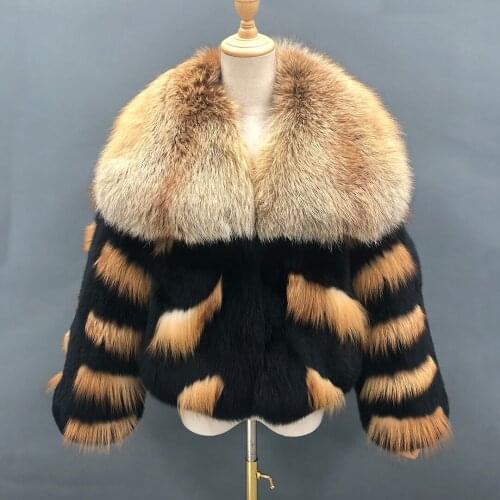 Fur Jacket Women Luxury Red Fox Cropped Furry 100% Real Fox Fur Coat 2021