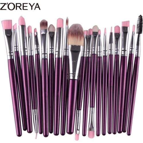 Zoreya 20pcs Eyeshadow Makeup Brush Set Blending Brushes Crease Blending Concealer Make Up Cosmetic Tools Eyeliner Foundation