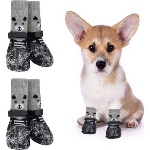 Dog Socks Anti-Slip Dog Boots with Straps Traction Control Pet Paw Protection for Hardwood Floors Fits Bulldog Chihuahua Yorkies