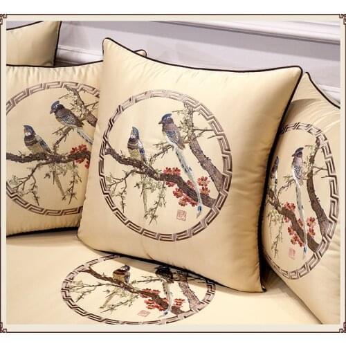 New minimalist Chinese embroidery flower cushion cove 002