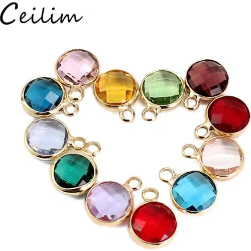 2020 New Wholesale Jewelry Findings Birthstone Crystal Pendant Charms Handmade DIY Jewelry Making 8mm Silver Plated Charms