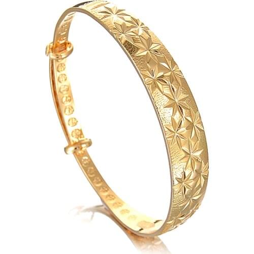 New Fashion Classic Womens Bangles Gold Color Adjustable Bracelet Snowflake Cuff Trendy Girlfriend Wedding Jewelry Gift
