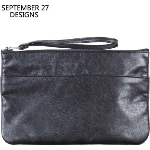 New Fashion Clutch Bag Men Genuine Cow Leather Luxury Phone Hand Bag Casual High Capacity Zipper Long Wallets Money Purses