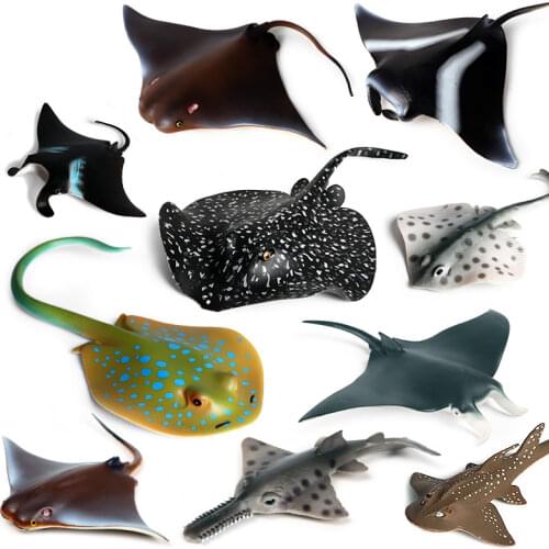 New Simulation Large Marine Animal Model Batfish Devil Fish Sawfish Animal Figures Decorative Ornaments Kids Collection Toy Gift