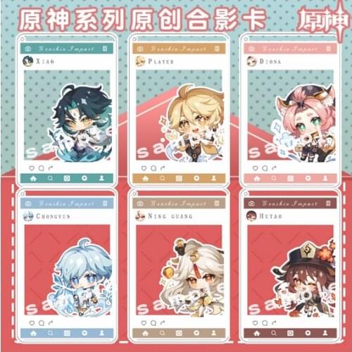 NEW Anime Genshin Impact Klee Ganyu Qiqi Keqing Hu Tao Xiao Transparent Cards Acrylic Keychain Take Photo Pendant Toy Keyring
