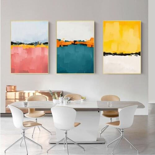 Poster for Living Room Office Home Decoration No Frame Abstract Multi Colors Blue Yellow Canvas Print Paintings Wall Art Picture