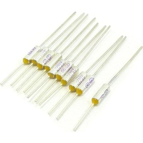 Sale 10 Pcs Insulated Metal Leads 142 Degree Celsius 250V 10A Aluminum Thermal Fuses