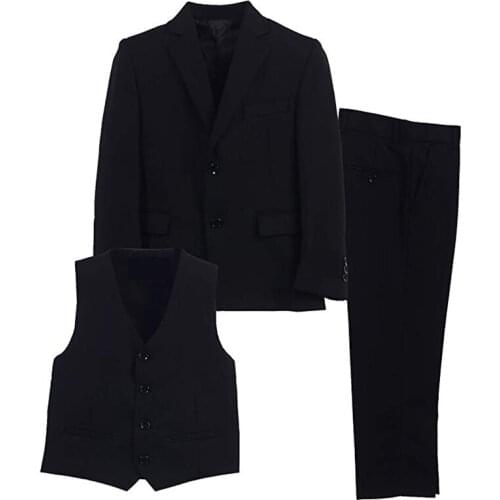 Specialized Private Customized Black Groomsman Relaxed Loose Style Best Man Three Pieces Suit (Jacket+Pant+Vest)
