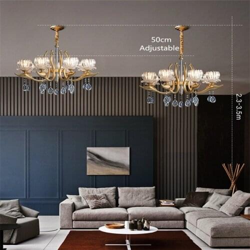 LED Nordic light luxury crystal chandelier living room lighting creative personality American restaurant lamp villa chandelier
