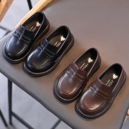 Spring Autumn Kids Loafers Leather Slip on Shoes For Girls Casual Shoes Black Boys Oxford Shoes Children Flats Boat Shoe Brown