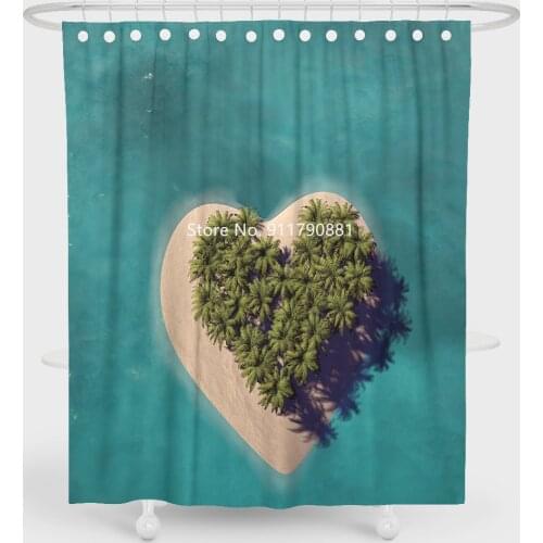 Colorful Tree Leaf Heart Pattern Waterproof and Mildew Proof with Hook Washable Fashion Shower Curtain Home Bathroom Decoration