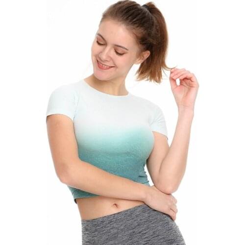 Short Sleeve Shirt Women Gradient 4 Colors O-Neck Fitness Slim Women Clothes Casual Wear High Quality Summer T-shirt