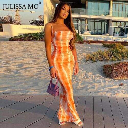 JULISSA MO New Printed Sleeveless Slim Long Dresses 2021 Summer Sexy Backless Sling Maxi Dress Ladies Elegant Party Vestidos