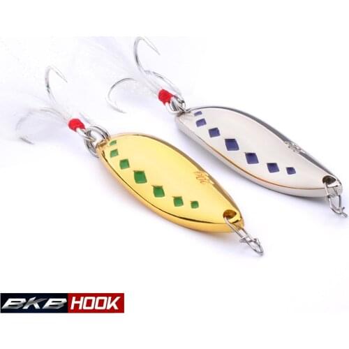 1PCS New Spoon Lure 4.4cm-6.5cm Fishing Lure Gold/Silver Color Fishing Bait 5G-28G with 2#-10# Hooks Fishing Tackle
