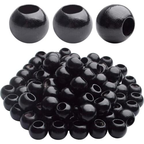 100pcs 20mm Wooden Beads Round Wood Beads Loose Spacer Beads with 9mm Large Hole for DIY Handmade Decorations Jewelry Making