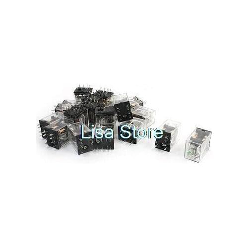 20pcs Green LED Indicator Light DC 24V Power Relay DPDT 2NO 2NC HH52P