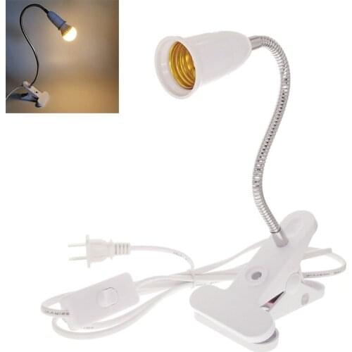 20cm 360 Degrees Flexible Lamp Holder Clip E27 Base With On Off Switch Desk Lamp For Led Grow Light E27