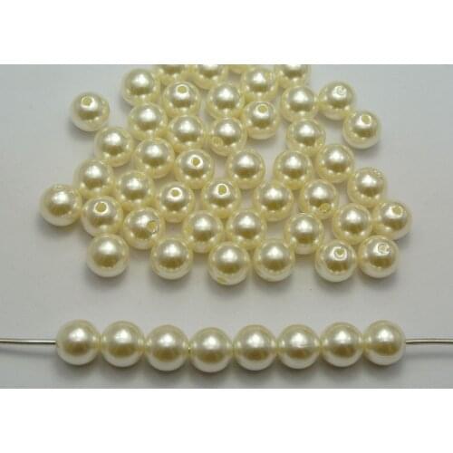 200 Pcs 8mm Plastic Faux Pearl Round Beads Ivory Imitation Pearl