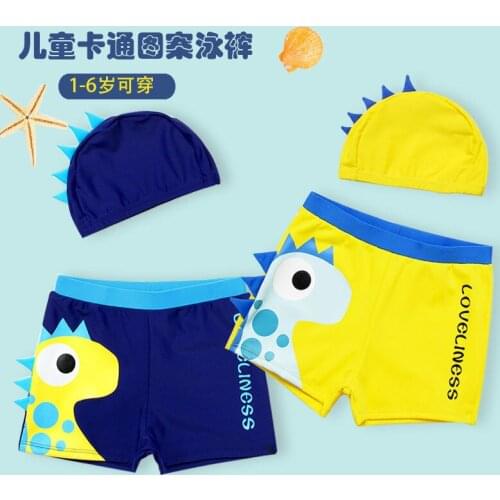 2021 popular boys cartoon dinosaur childrens swimming trunks comfortable high elastic hot spring resort swimsuit