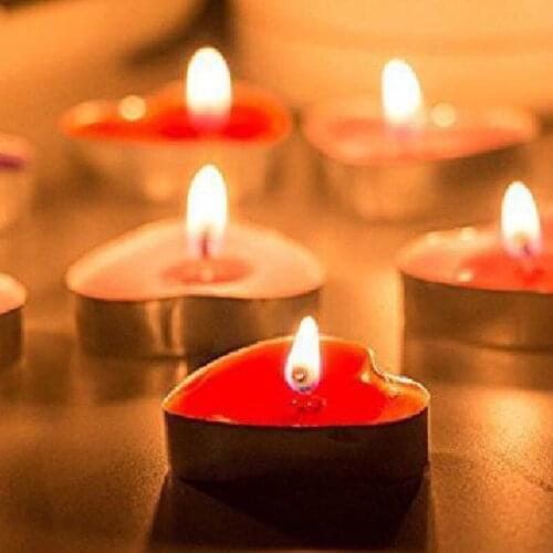 "50 PCS Valentines Day Heart Candle Smokeless Scented Tea Light Creative Decor Wax Party Wedding 2019 Handmade Shape Product"