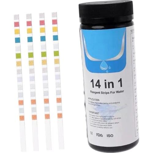 50Pcs14 In 1 Water Test Strips Kit Drinking Water Aquarium Tap Hot Tub Water Quality Test for Water Hardness Total Chlorine