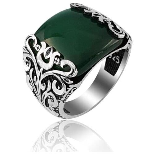 925 Silver Rose Printed Classic English Men Ring