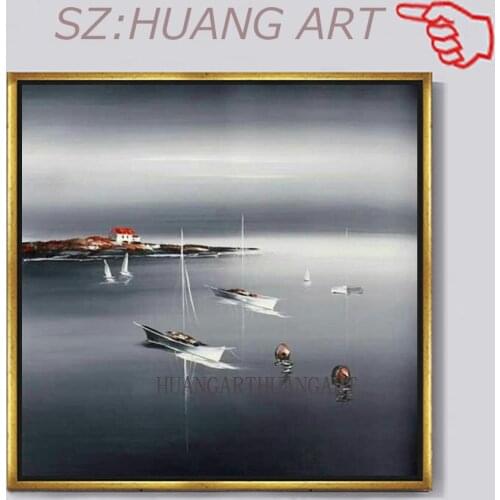 Free ShippingBeautiful Sky And Sea And Boat Abstract Oil Painting Modern Wall Art Living Room Picture Home Decoration Painting