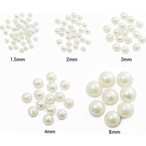 Shiny White/Beige Half Round Flat Back Gems ABS Resin Pearl Beads Nail Art Jewelry Imitation Acrylic DIY Apparel Nail Decoration