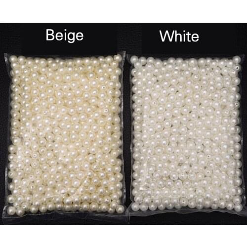 Artificial Pearls Beads Craft for Fashion Jewelry ABS Loose Pearl Chain DIY Garment Beads Decorate White Beige 3-20mm Full Size