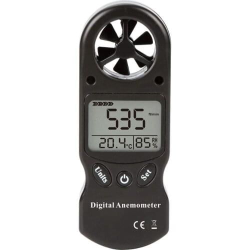 Digital Anemometer 3 in 1 Handy LCD Wind Speed Humidity Meter with Hygrometer Thermometer Neck Lanyard and Protector Bag