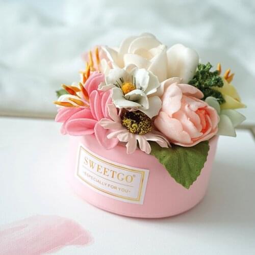 Simulation Flower Basket Cake Fack Artificial Food Decoration Wedding Dessert Table Props Home Soft Childrens Room Pink Green