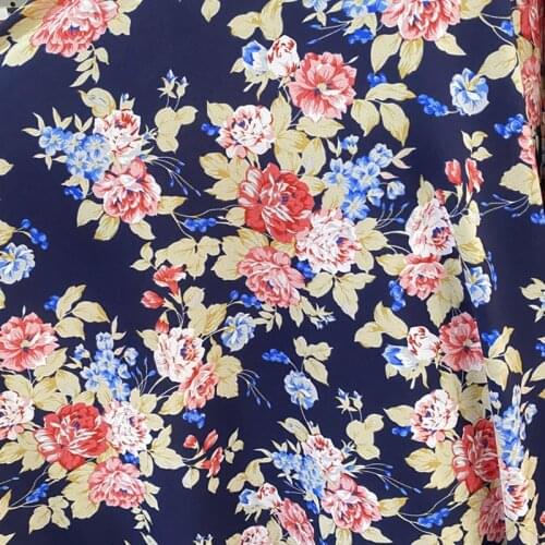Floral Dress Fabric Chiffon Stretchy Fashion Skirt Sewing Summer Craft Material