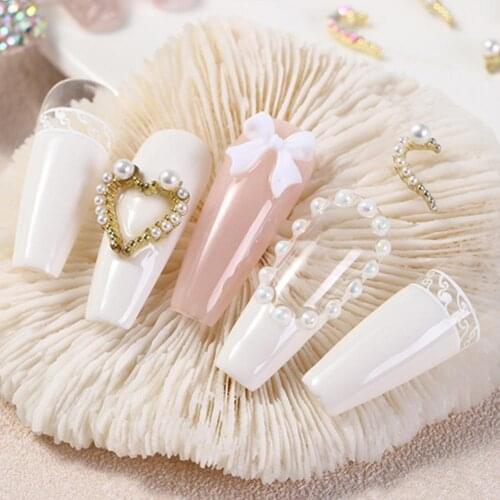 Delicate Compact Nail Art Decoration Symmetrical Heart-shaped Alloy for Girls