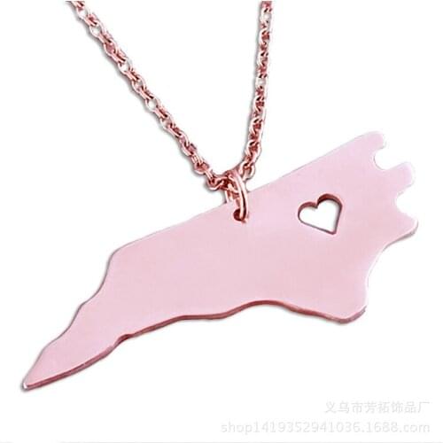European and American style, STATE map necklace North Carolina no embroidered steel necklace
