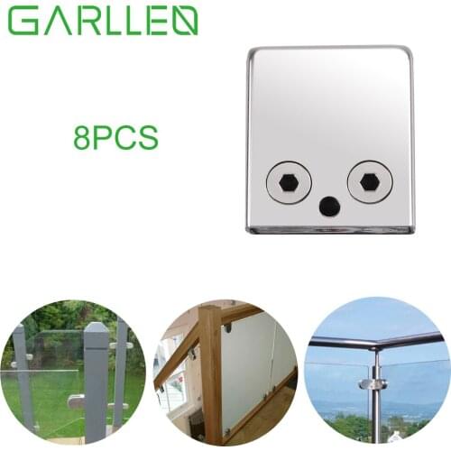 GARLLEN 8pc Rectangle Polished Finish Glass Clip Clamp Bracket Stair Post 8-10mm Glass Corner Bracket Kit For Window Balustrade