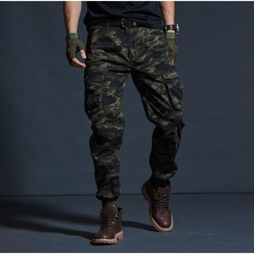 High street style shrunk leg leg camouflage tooling function multi-pocket legging trousers trendy mens slim feet casual pants