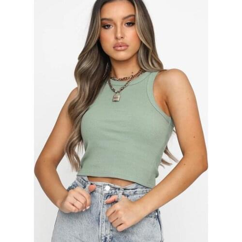 European And American Summer Fashion Short Tees All-match Solid Color Sleeveless Vest Womens T-shirt