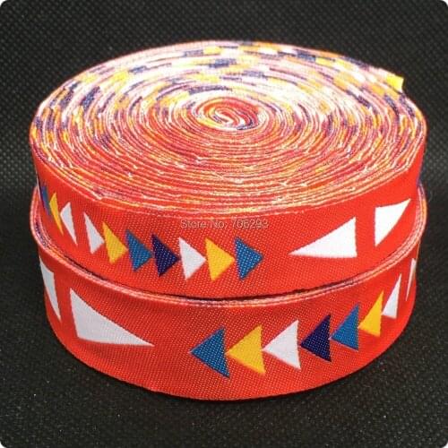HOT!!! 2015 NEW wholesale 5/8"+7/8"(16mm+22mm 20yards/lots) Polyester Red geometry Cartoon Woven Jacquard Ribbon