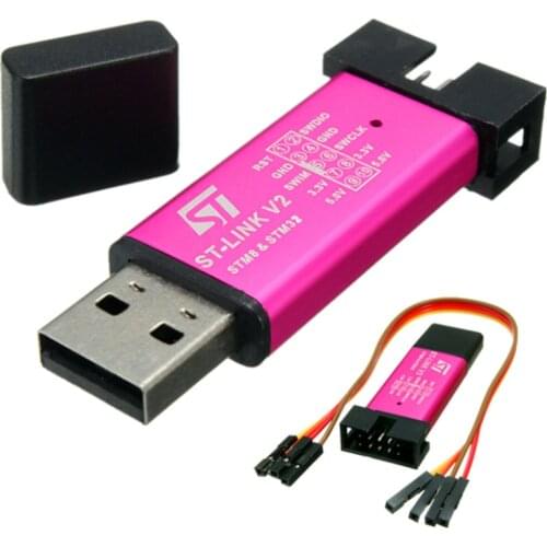 Mini ST-Link V2 Stlink Emulator Downloader Programming STM8 STM32 w/ Metal Shell