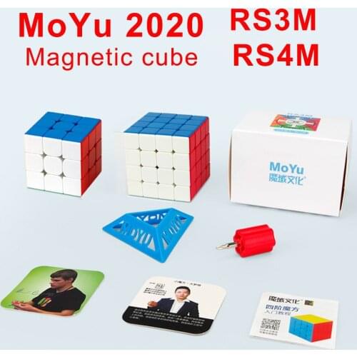 Moyu RS4M RS3M 2020 Magnetic 4x4x4 Speed Cube 3x3x3 Magic Cube Moyu RS4 M RS2M Magnet 4x4 Cubo Magic 3x3 Puzzle Cube Kid Toys