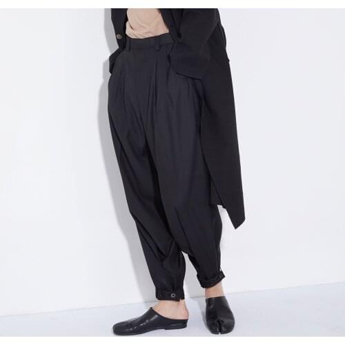 2021 spring new mens dark wind wide leg pants small foot casual pants loose fit adjustable large pants trendy men