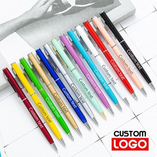 New Student Metal Ballpoint Pen Free Custom LOGO Lettering Name Wholesale Hotel Advertising Gift Pen Business Office Writing Pen