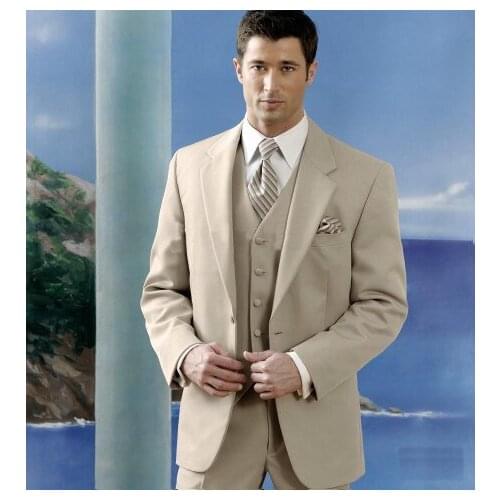 New Arrival Custom Made Popular Khaki Groom Mens Tuxedo Suits,Bespoke Khaki Tuxedo,Tailored Two Button Peak Lapel Mens Suits