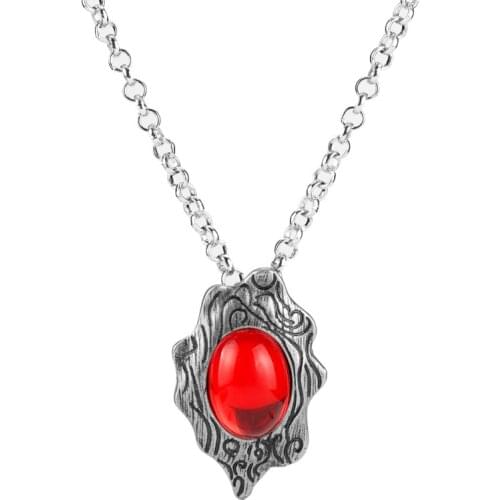 Game Devil M C Oval Red Crystal Necklace for Women Pendant Choker Jewellery Necklaces for Teen Girls